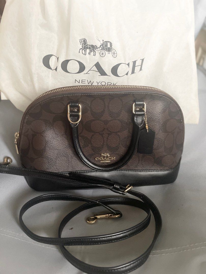 Coach Mini Sierra Satchel in Signature Darkbrown, Luxury, Bags & Wallets on  Carousell