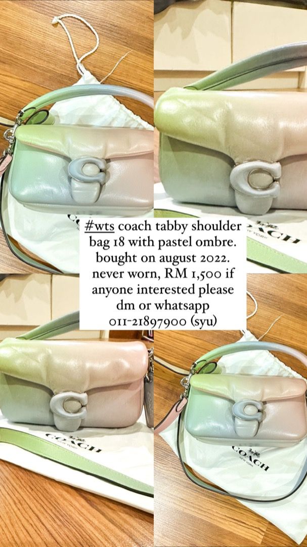 Coach CA084 Pillow Tabby Shoulder Bag 18 With Ombre Pale Pistachio Multi