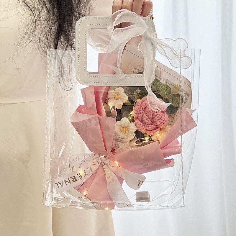 DIY Transparent PVC Plastic Gift Bags, Flower Bouquet Bags