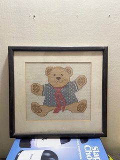 Cute bear cross stitch home/room decor vintage craft
