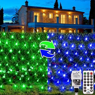 192 LED Blue Christmas Solar Net Lights, 9.8ft*6.6ft Christmas Lights With  Remote Control, Waterproof 8 Lighting Modes Auto On/Off Outdoor Mesh Lights