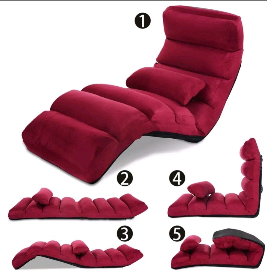 Floor Foldable Lazy Sofa Chair Adjustable Lounge With Arm Rest