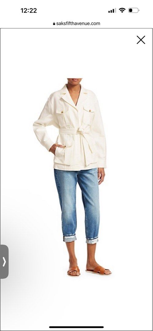FRAME Belted Linen Blend Cargo Jacket SizeM
