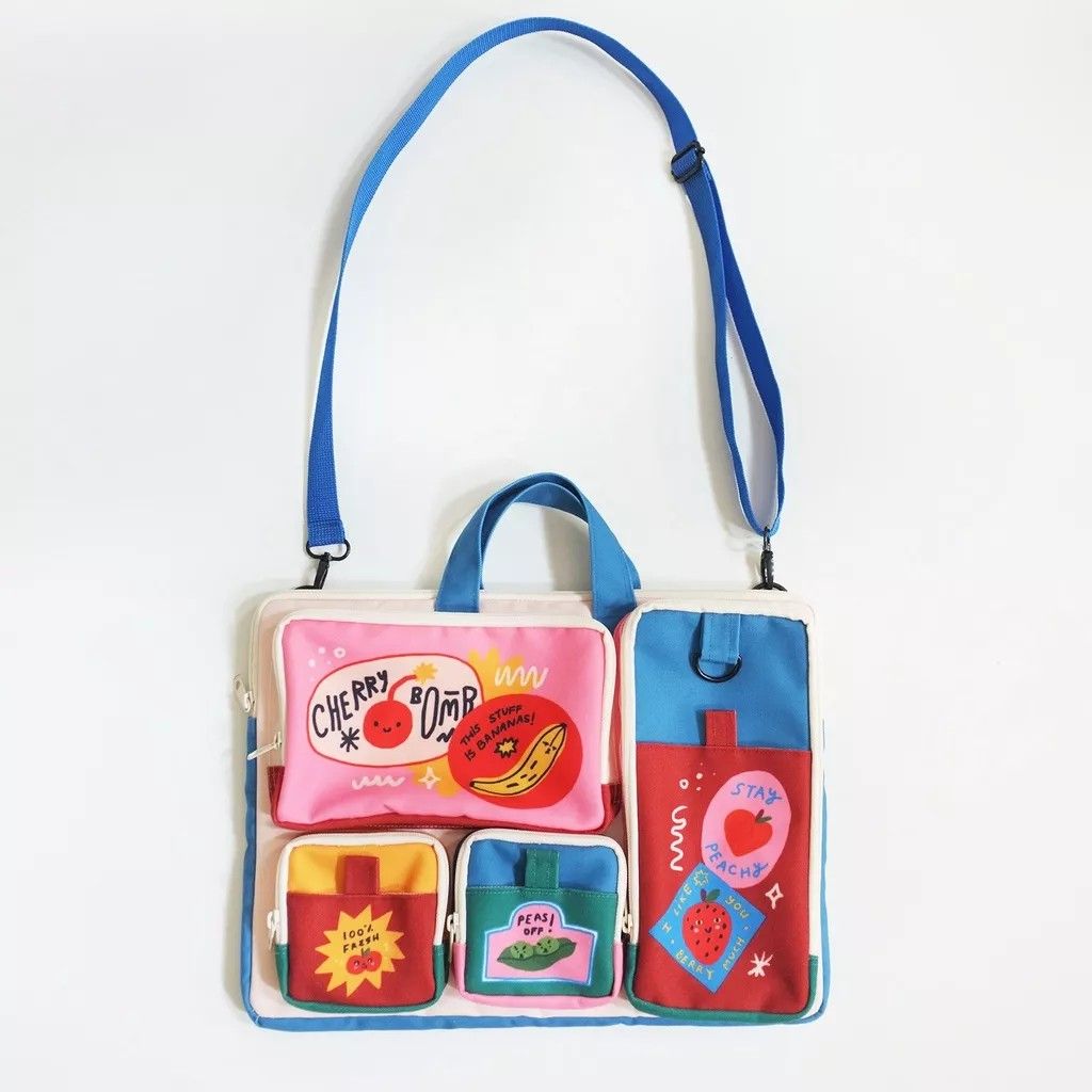 Fruit Pops laptop bag (Category: Laptop Bags & Sleeves) located in Quezon City. Submitted by negoshople (Listing ID 1242633003, Image 1). Description: Original price: PHP 3,182 Features: - Thick canvas with high quality print - Long adjustable strap - Ykk Zipper - Lots of pockets - Size: Fits to 15" max.
