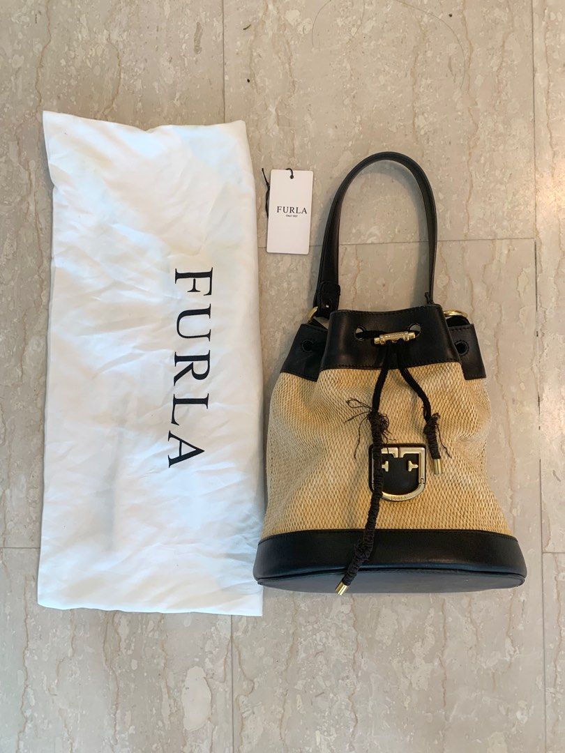 Furla straw bag discount