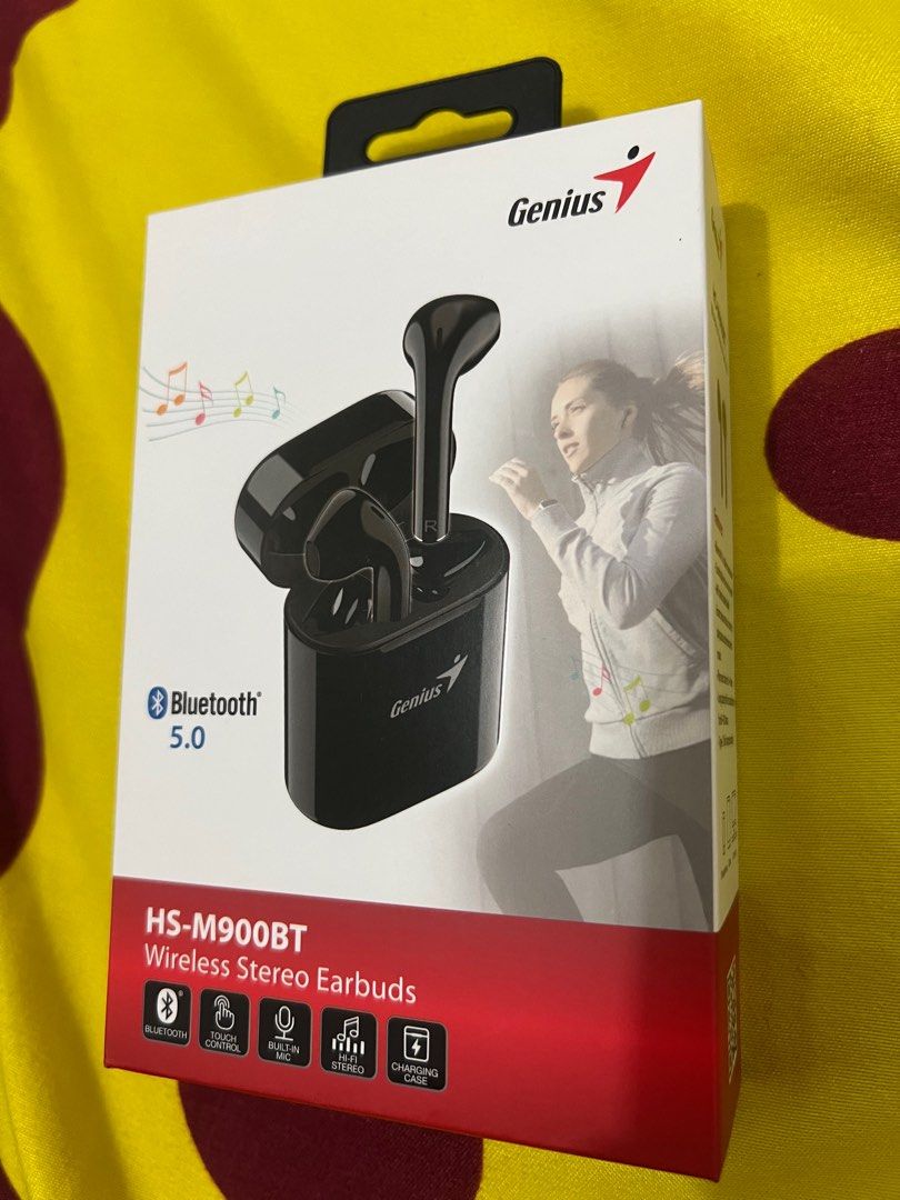 Genius Wireless Earpods (Category: Earphones) located in Mandaluyong City. Submitted by kris3000 (Listing ID 1242691037, Image 1). Description: Original price was PhP1,800. Brand new, sealed..