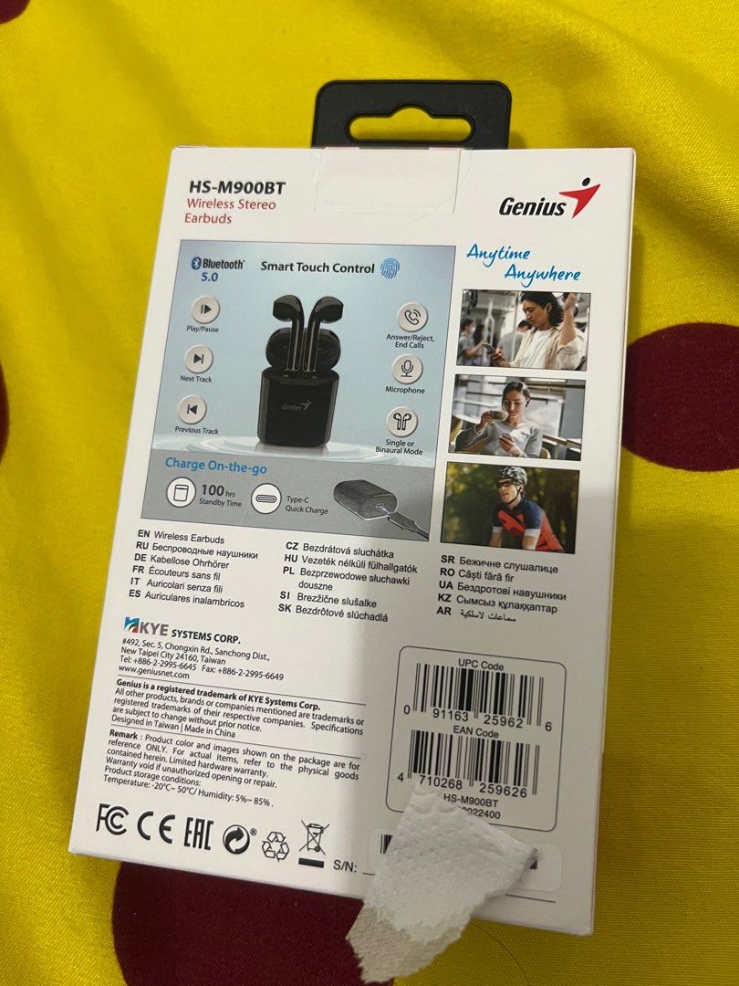 Genius Wireless Earpods (Category: Earphones) located in Mandaluyong City. Submitted by kris3000 (Listing ID 1242691037, Image 2). Description: Original price was PhP1,800. Brand new, sealed..