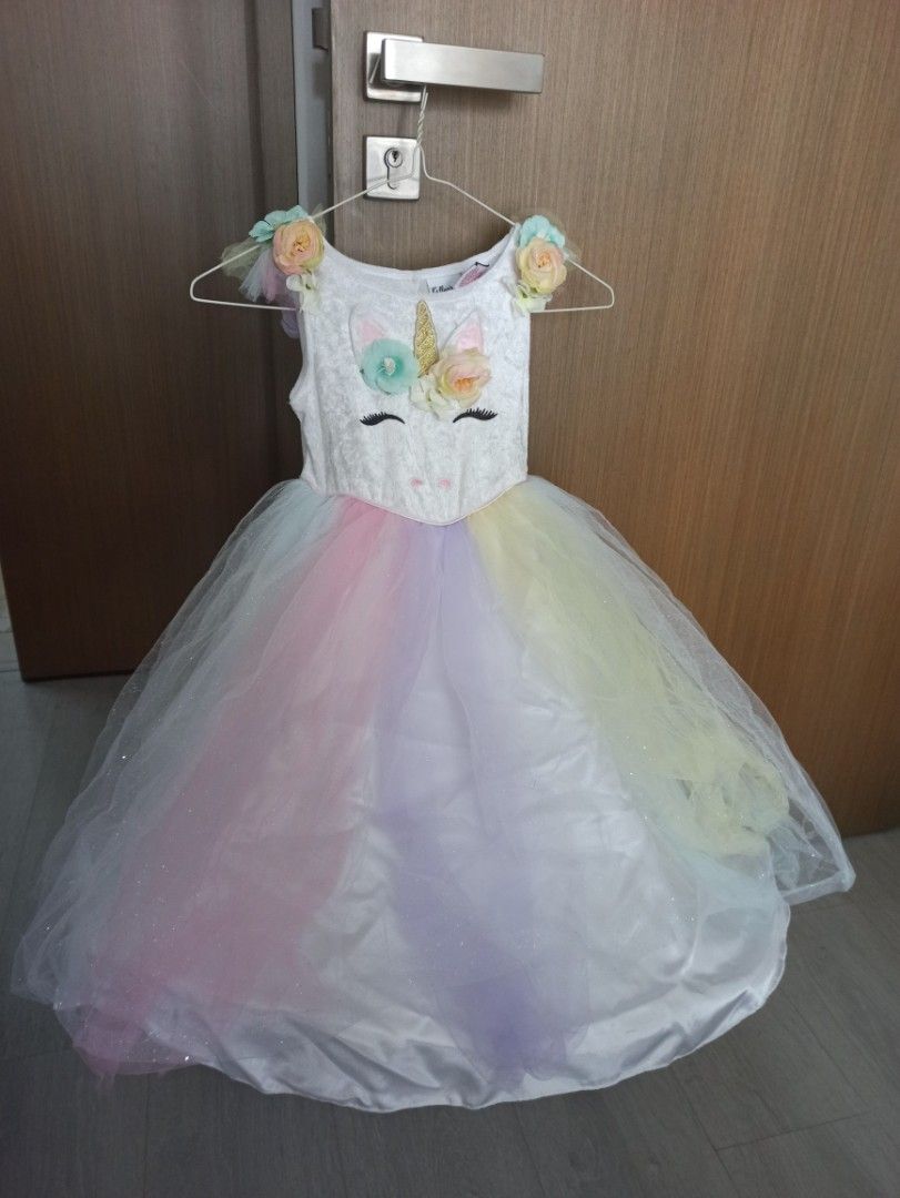 Gillian's closet pastel rainbow unicorn dress with can can, Babies & Kids,  Babies & Kids Fashion on Carousell
