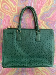 Green Ostrich Leather Prada Handbag
