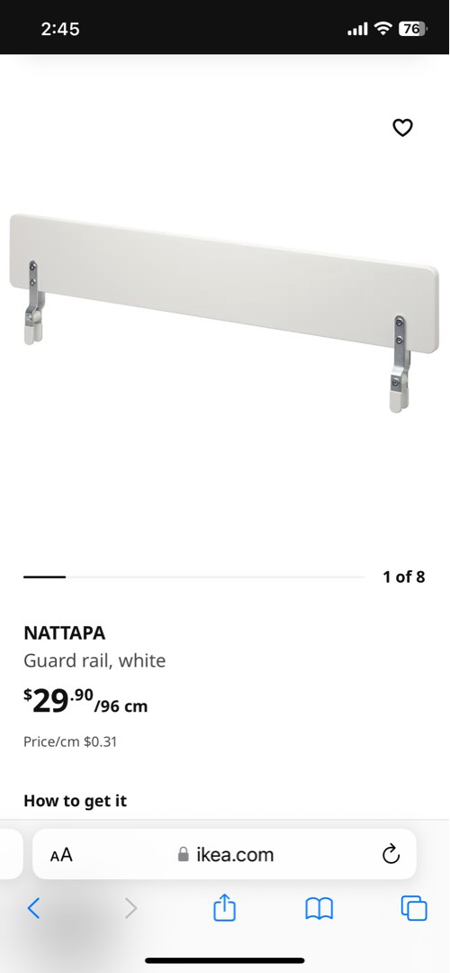 Guard rail for kid’s bed (IKEA NEW), Babies & Kids, Baby Nursery & Kids