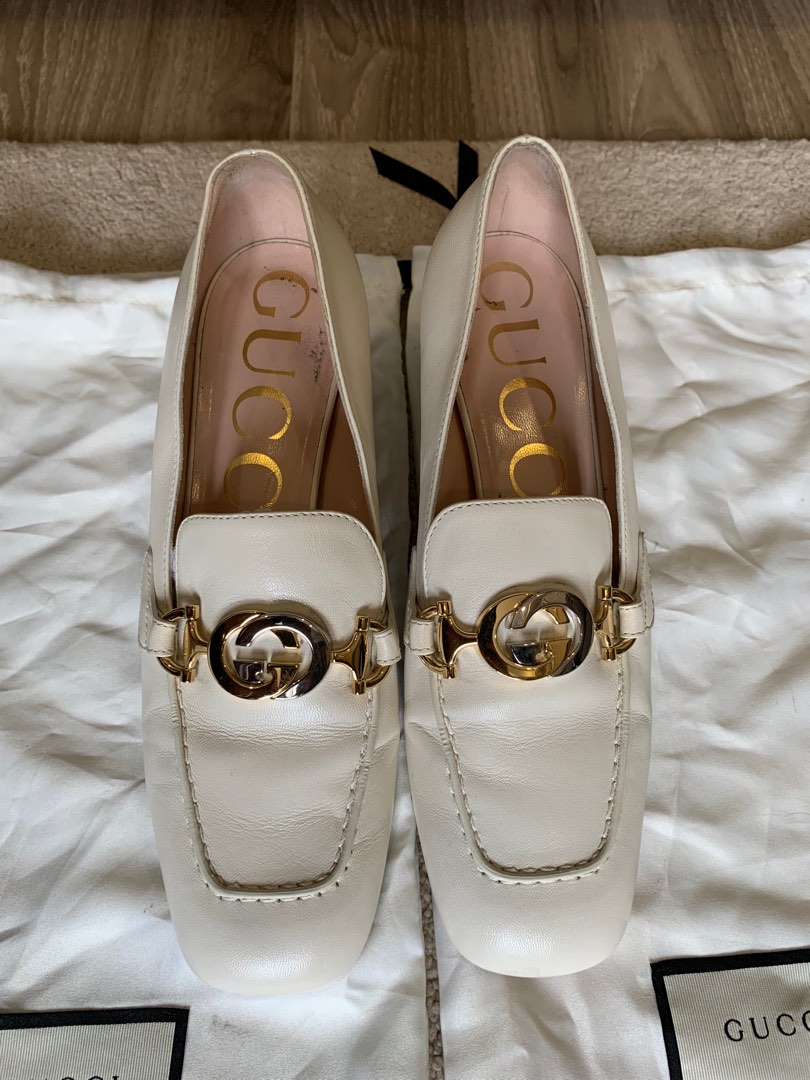Gucci gold loafer heels sales
