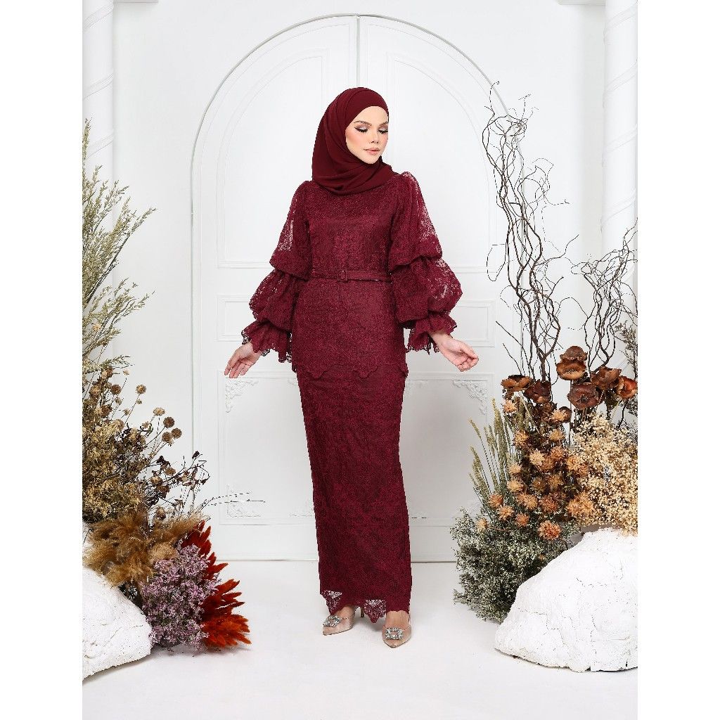 Burgundy baju hot sale kurung