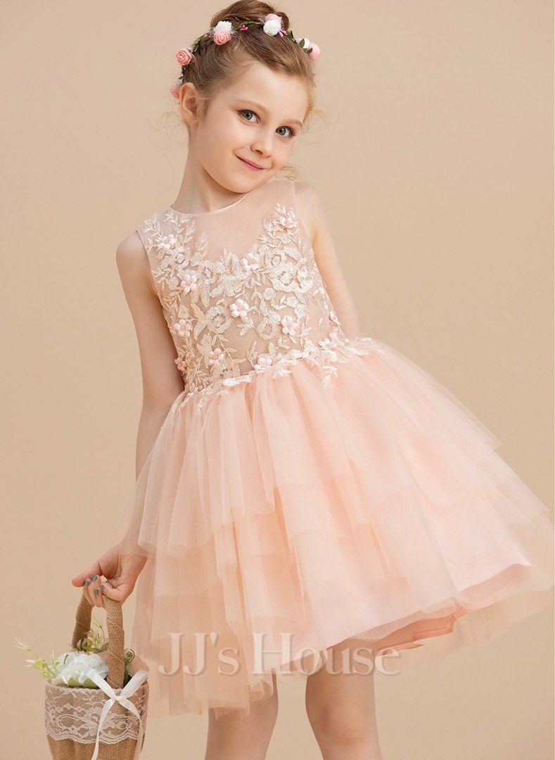 White and rose outlet gold flower girl dress