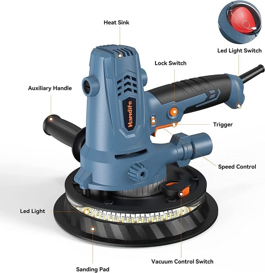 [K0166] Handife Handheld Drywall Sander 800W, 12001800RPM Electric