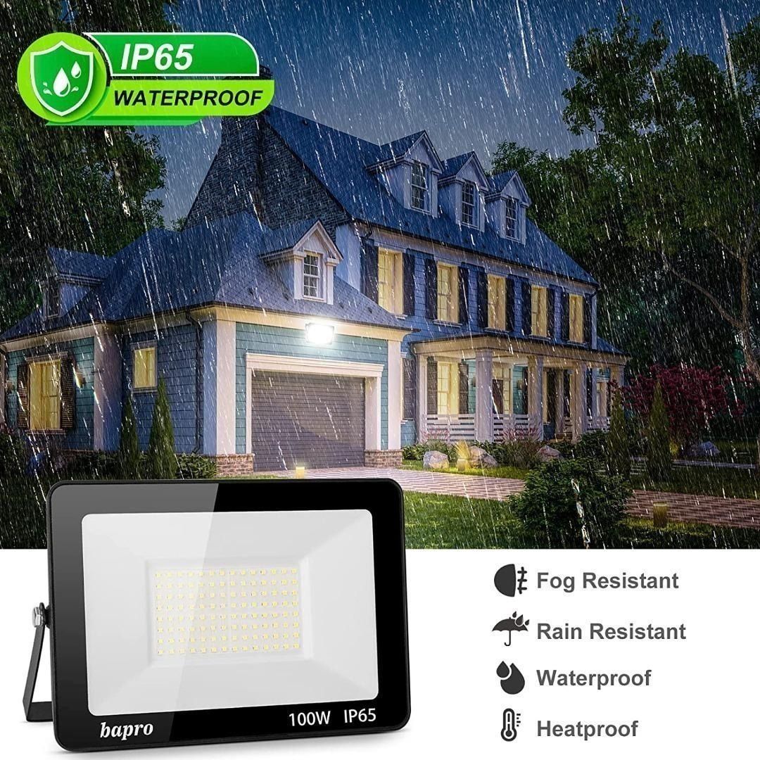 K0174] 100W LED Flood Light Outdoor 5000K Daylight, 10000LM Plug in Outdoor  Flood Light, LED Work Light IP65 Waterproof, Outside Security Light for  Yard, Garden, Basketball, Court, Furniture  Home Living, Lighting