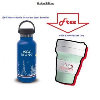 Kronenbourg Limited Edition 1664 Water Bottle Stainless Steel Tumbler free Limited Hello Kitty Pocket Cup
