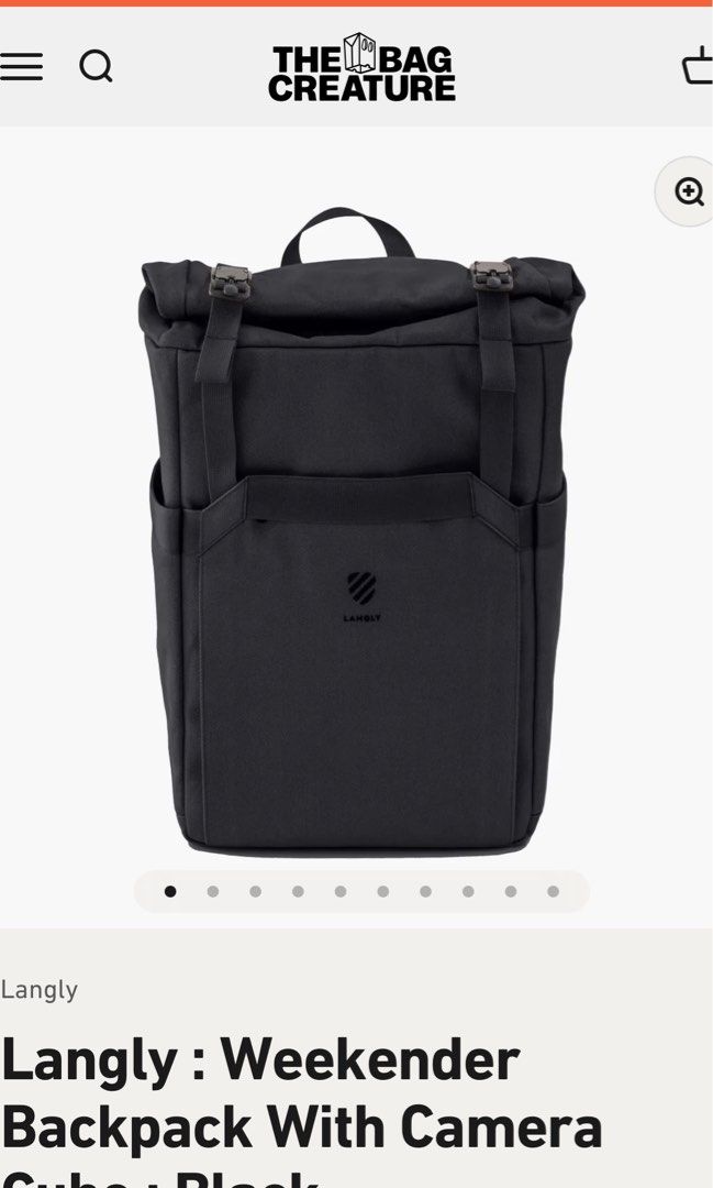 Langly Weekender BackPack with Camera Cube Black, Men's Fashion