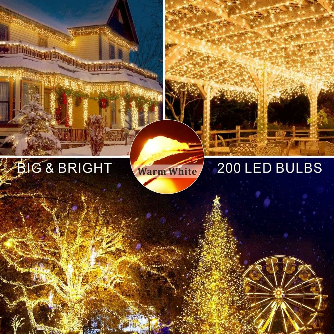 LED Fairy String Lights, 66Ft 200 Battery Operated，8 Modes with Remote  Control, IP65 Waterproof Copper Wire Starry Lighting, for Indoor Outdoor  Decor, Furniture  Home Living, Lighting  Fans, Lighting on Carousell