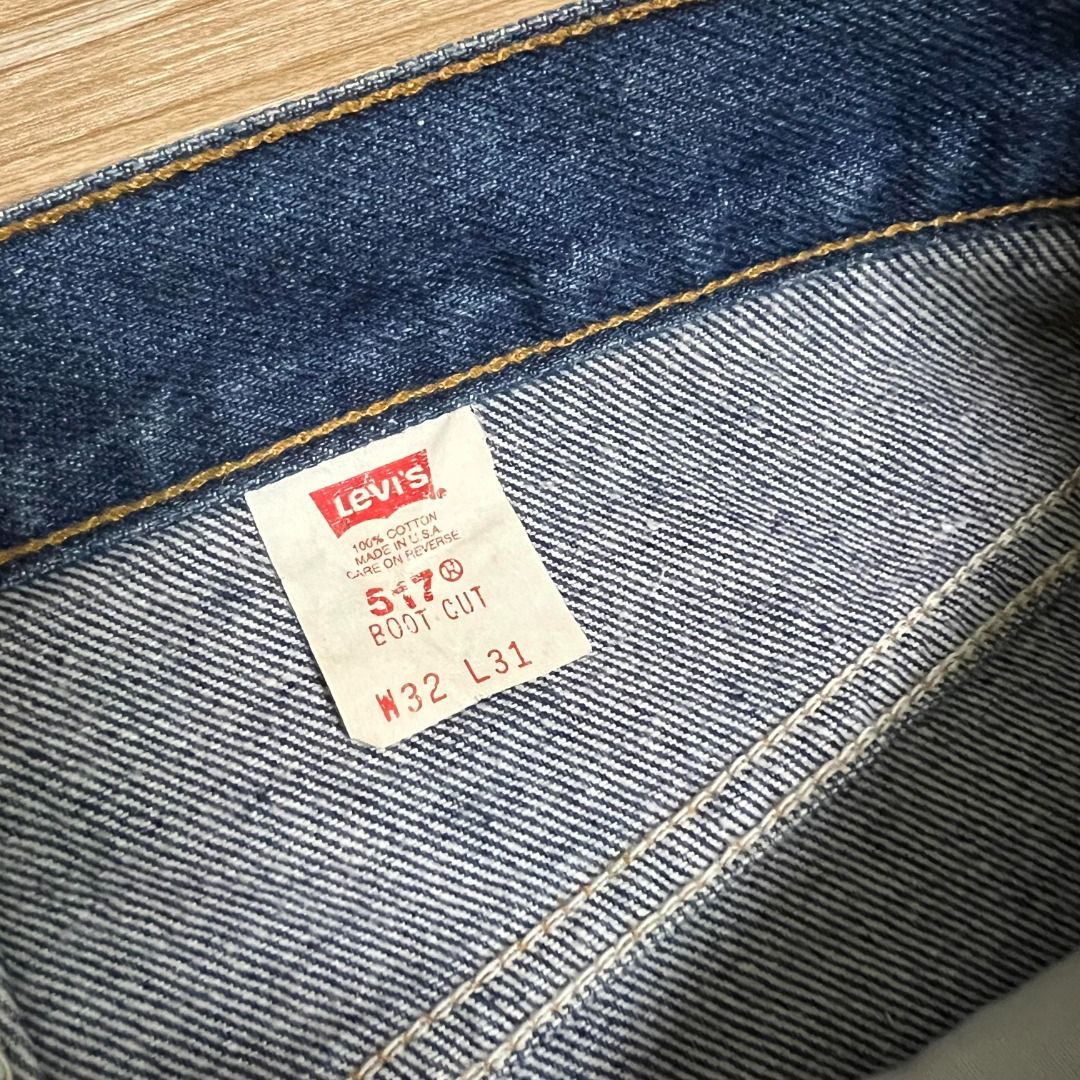 Levis 517 denim vintage 80s bootcut 美國製喇叭褲深藍原色長褲牛仔褲