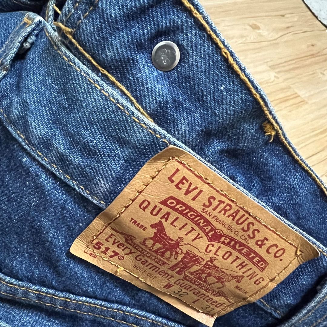 Levis 517 denim vintage 80s bootcut 美國製喇叭褲深藍原色長褲牛仔褲