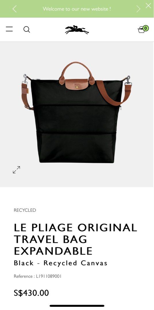 Le Pliage Original Travel bag expandable Black - Recycled canvas