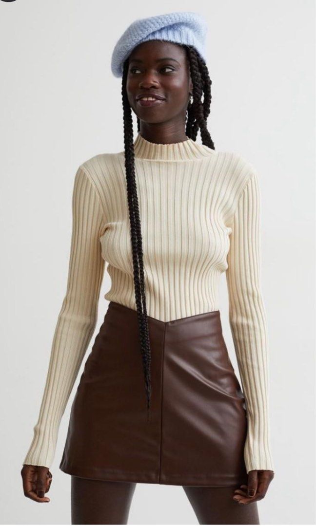 H and m black leather skirt online