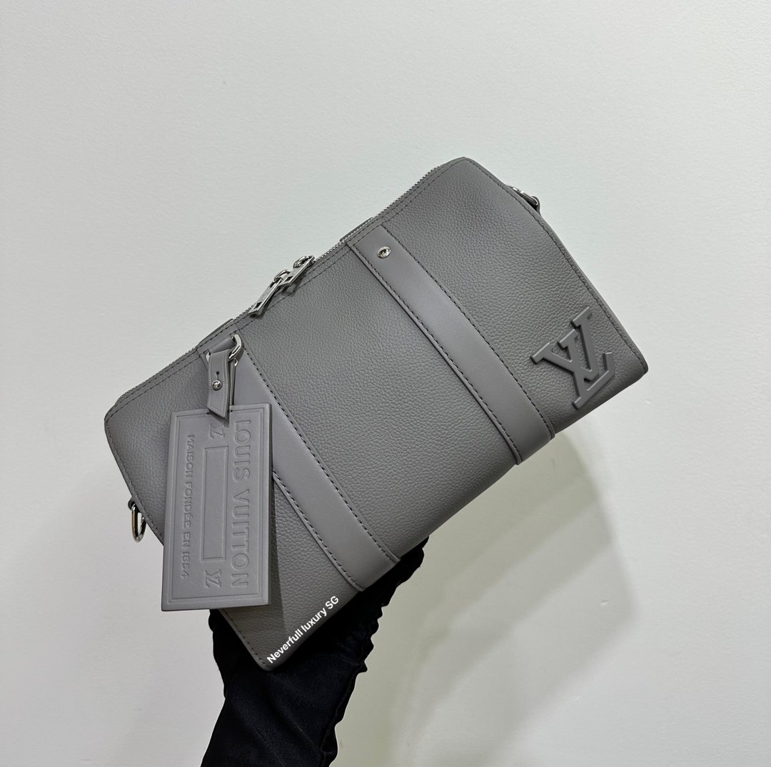 Louis Vuitton Gray Aerogram Keepall City Grey Leather Pony-style