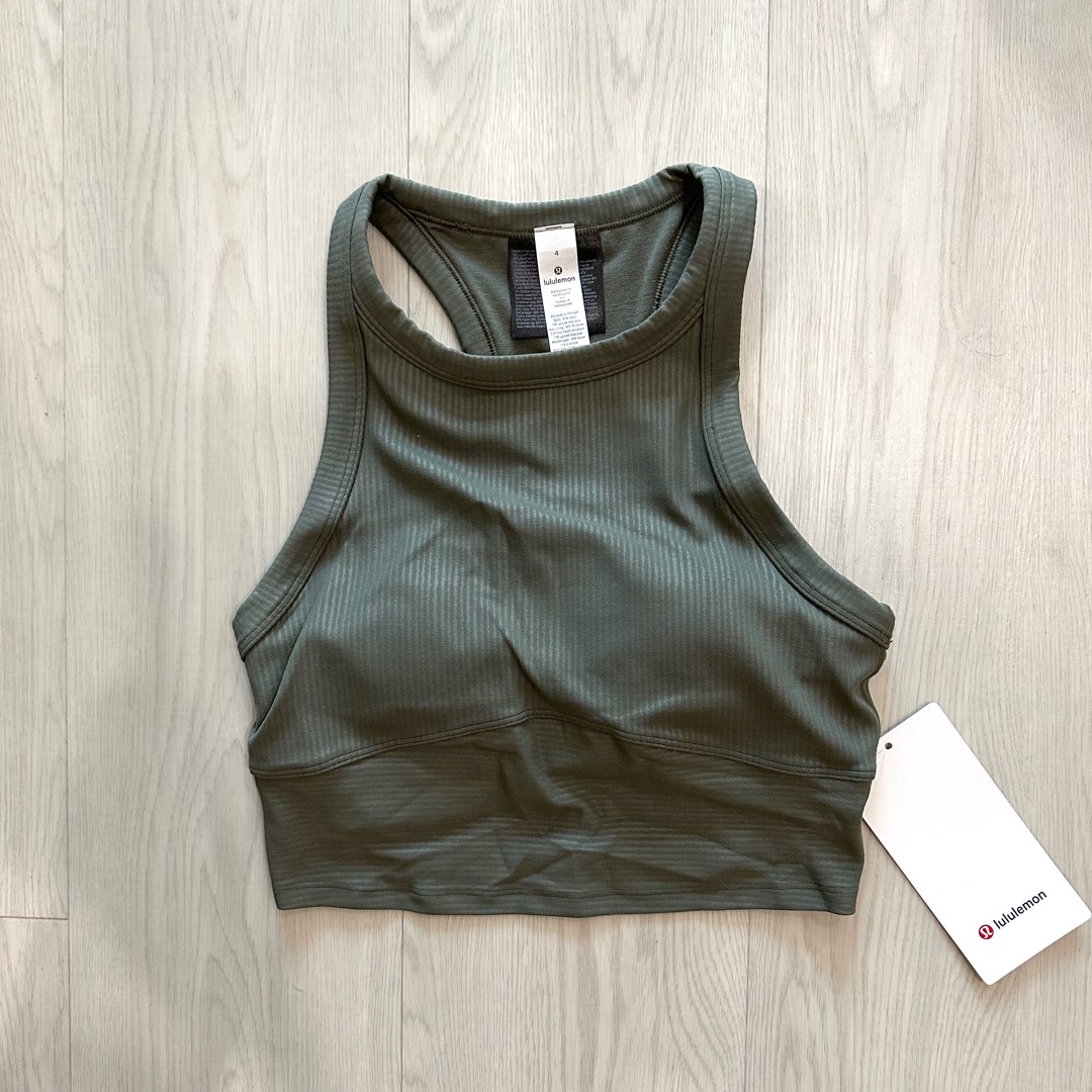 Lululemon blissful bend tank top army green crop top sports bra