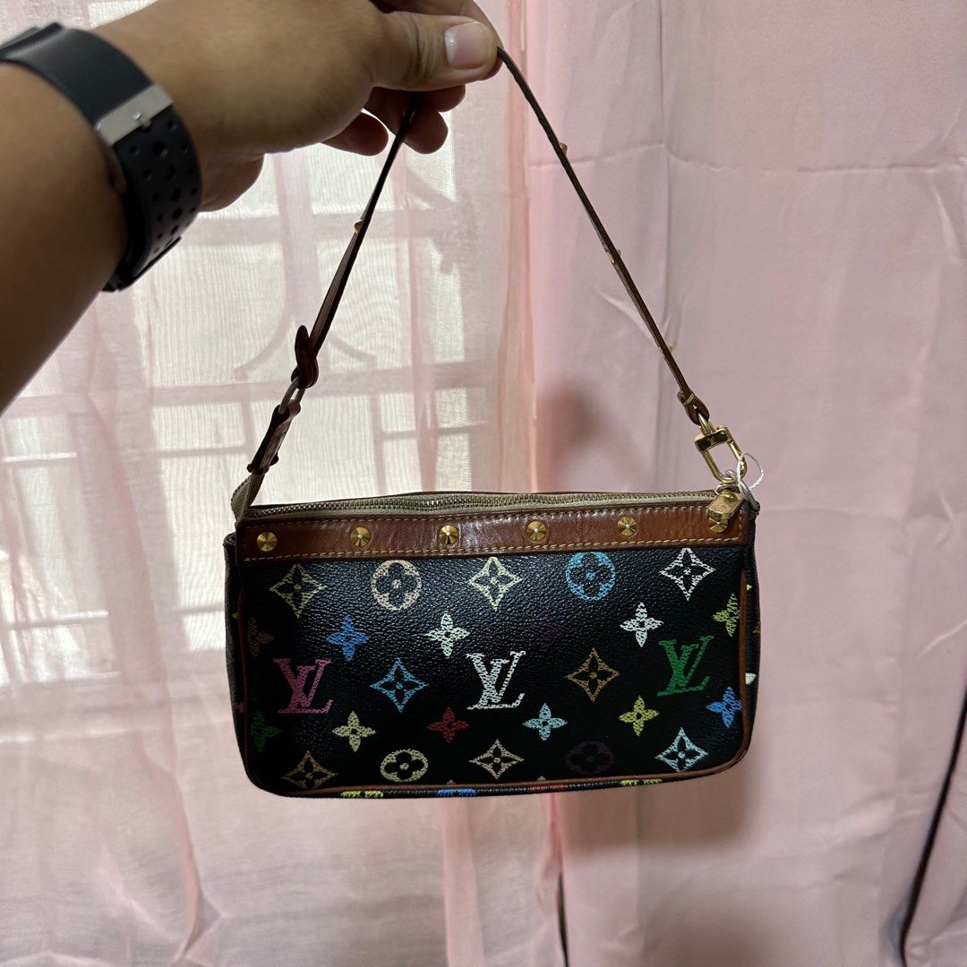 Authentic Louis Vuitton White Multicolor Pochette , Luxury, Bags & Wallets  on Carousell