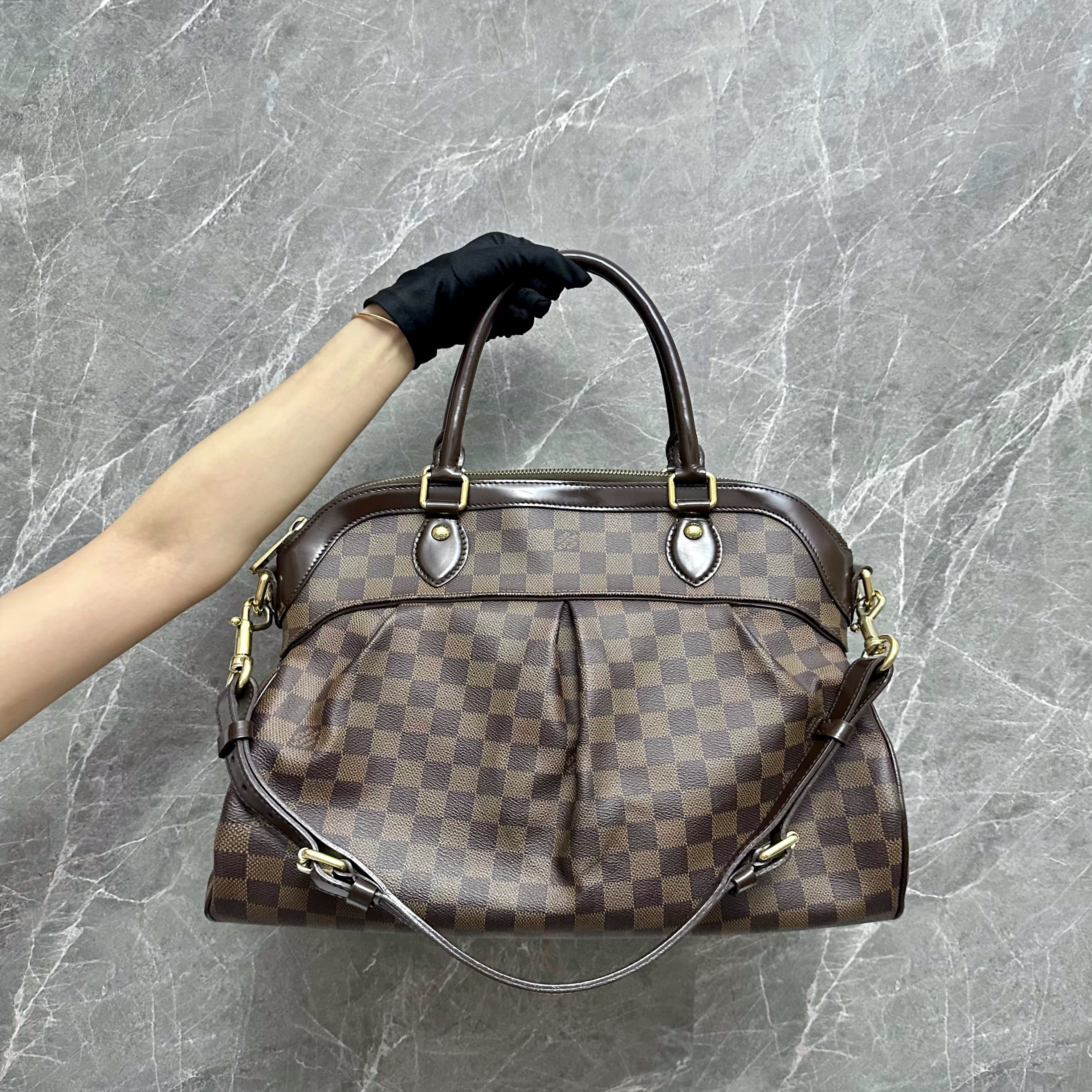 Louis Vuitton Womens Vintage Trevi Handbag Damier Ebene Canvas GM