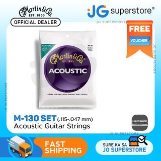 Martin & Co. M130 Silk & Steel Acoustic Folk Guitar Strings Set (Light .115-.047) | M-130 | JG Superstore