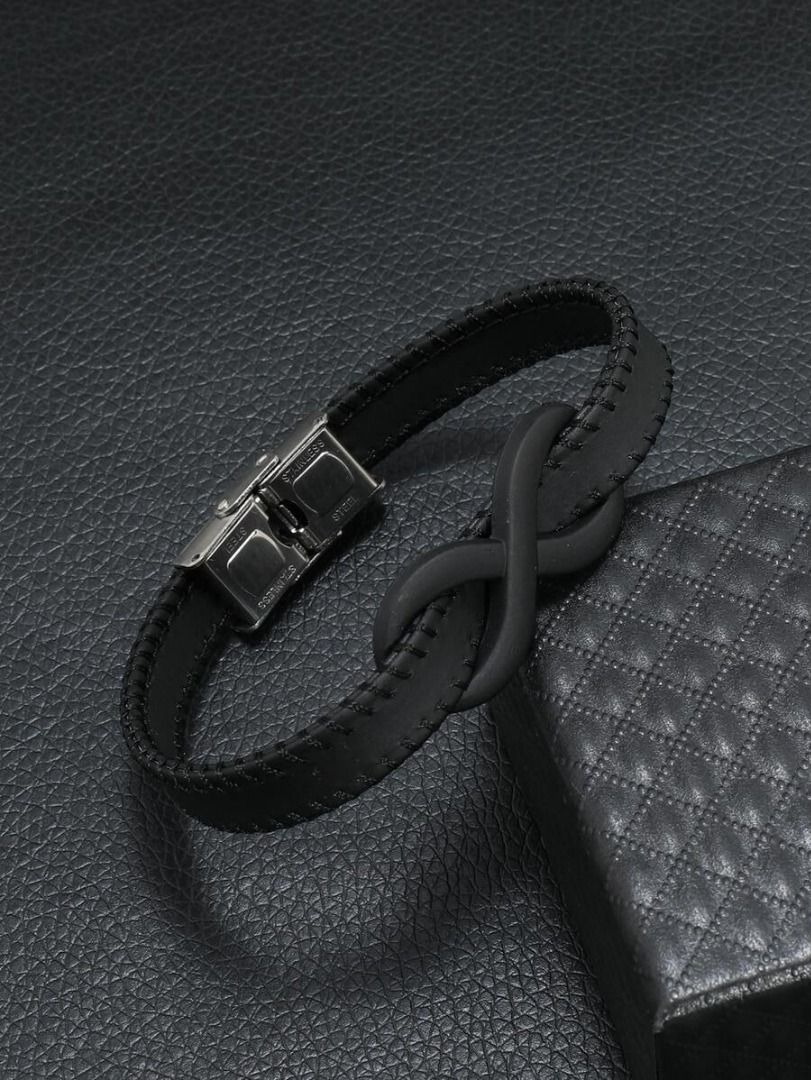 Mens leather bracelet infinity symbol sale