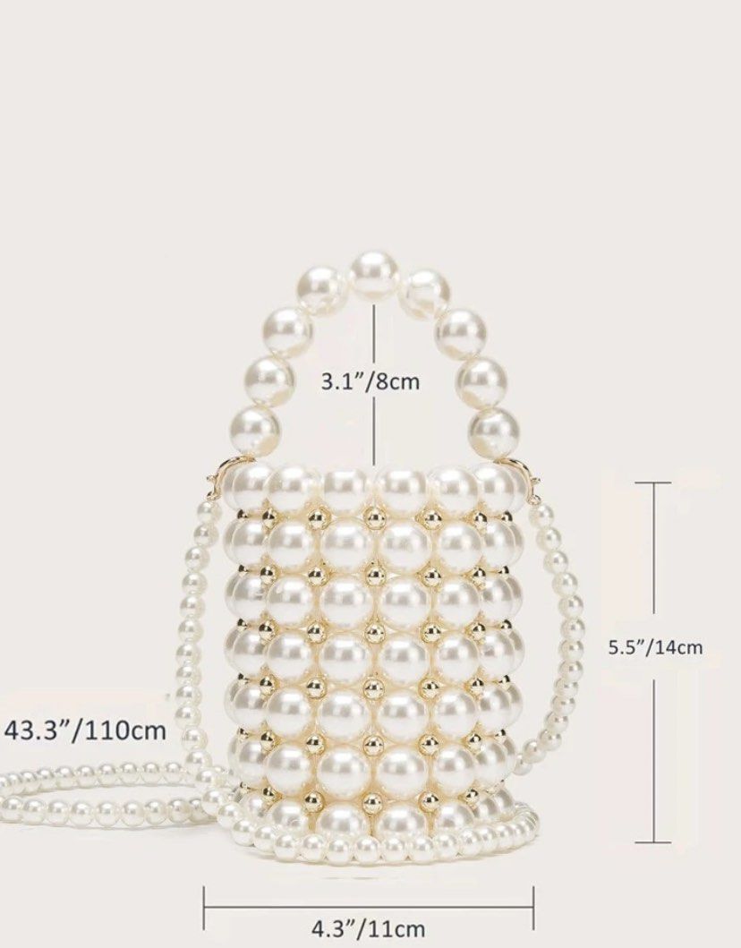 Mini Bucket Bag Faux Pearl Beaded Top Handle Drawstring For Vacation Clear Bag Women s Fashion Bags Wallets Cross body Bags on Carousell
