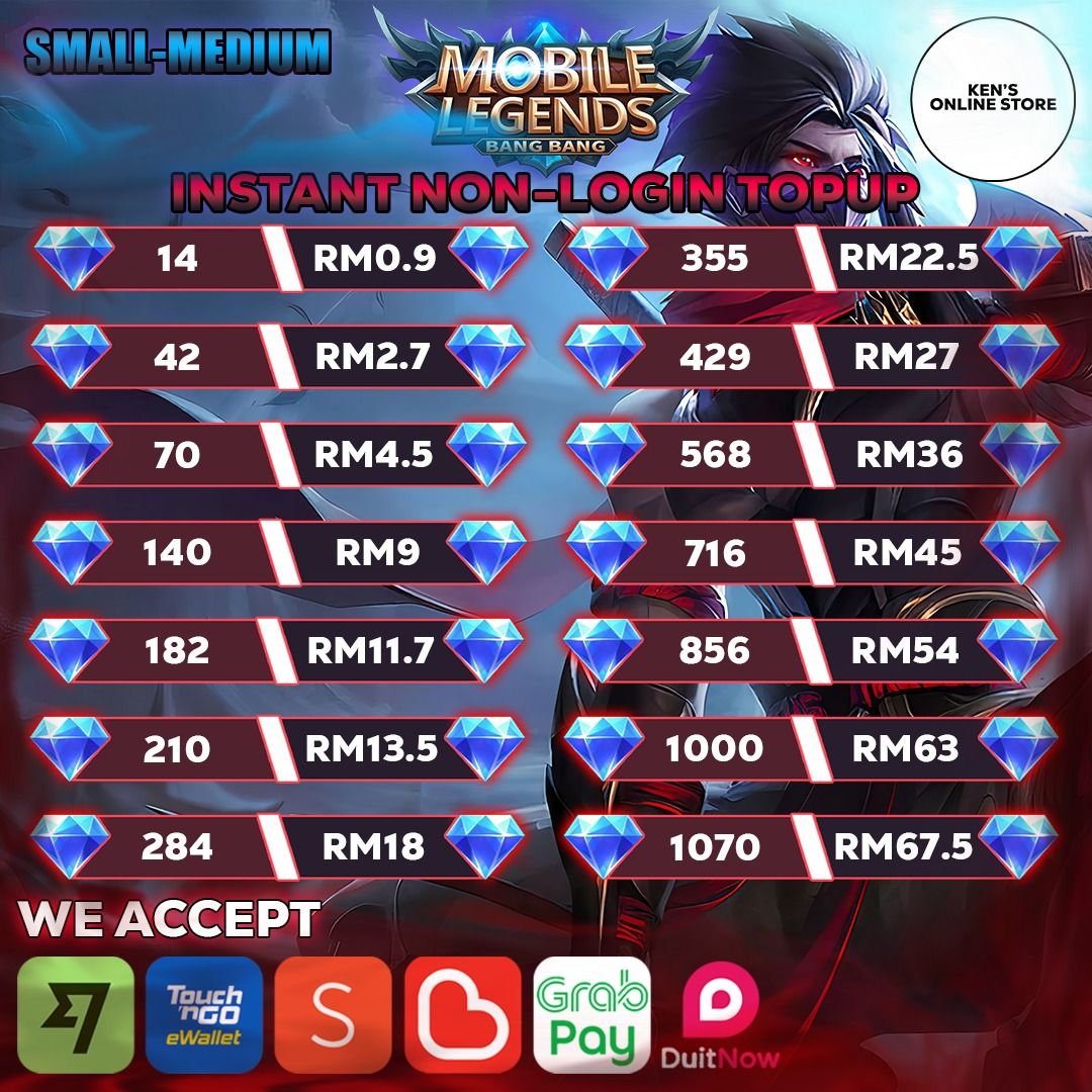 Online shopping store mobile legends diamond