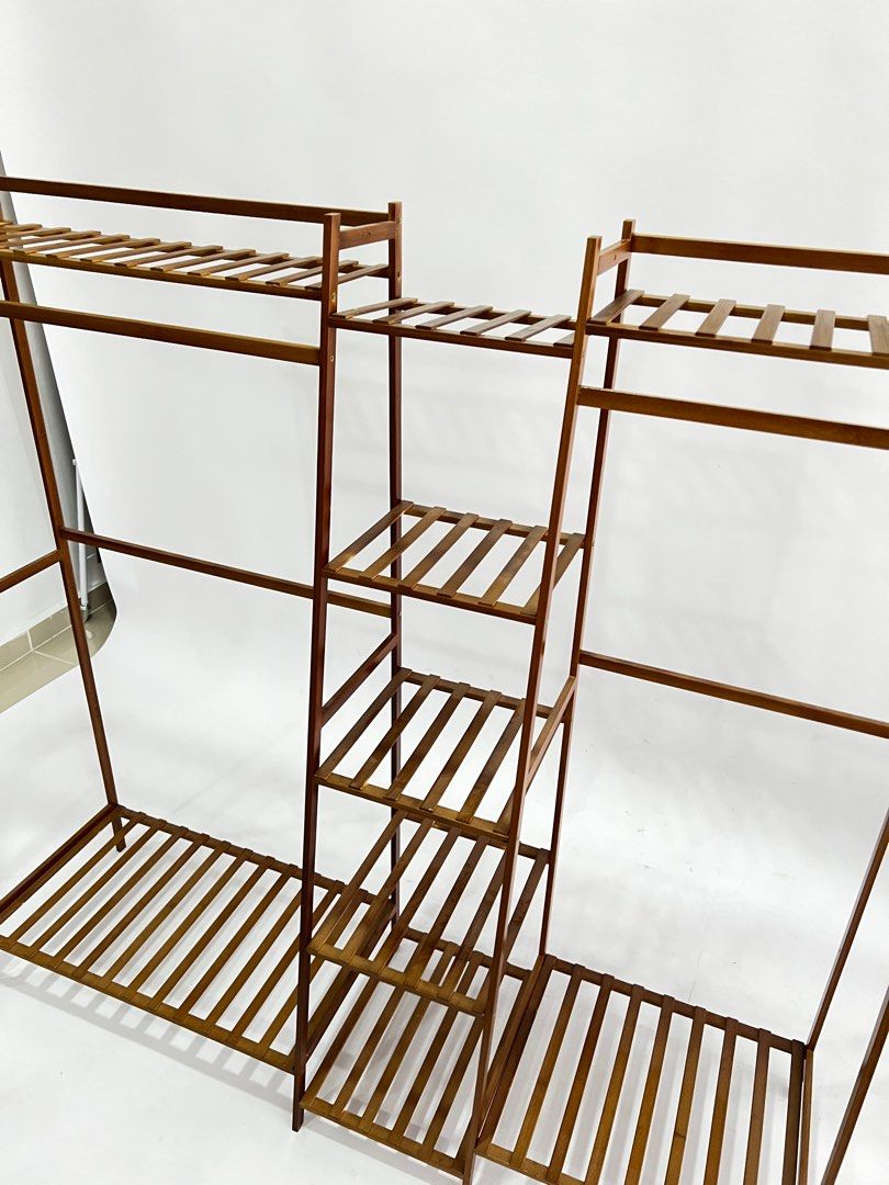 MUJI inspired large bamboo clothes rack, Furniture & Home Living