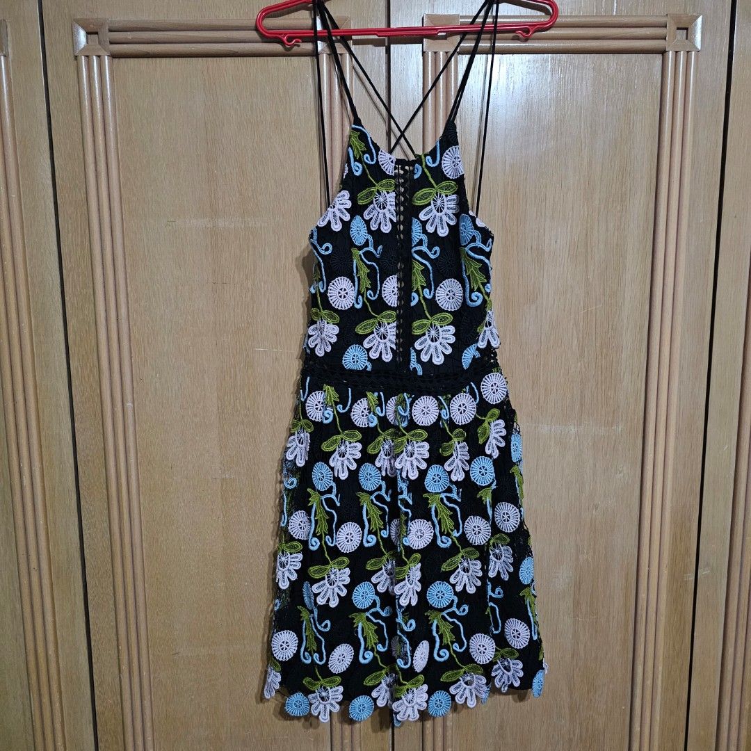 Multi color embroidered backless dress cut out cynthia Rowley