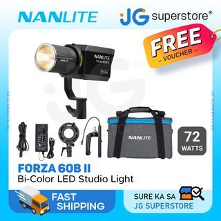 NANLITE Forza 60B II 72W Bi-Color 2700K–6500K LED Studio Light with 2.4GHz Wireless and Bluetooth, 12 Built-In Special Effects and NANLINK Mobile App Support for Professional Photography and Videography | FORZA60BII | JG Superstore