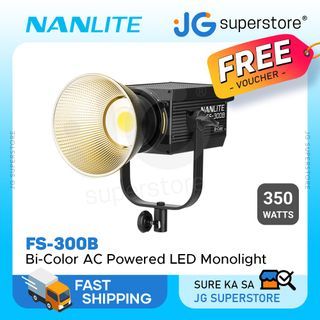 NANLITE FS-300B 350W Bi-Color AC Powered LED Monolight with Reflector, 2700K-6500K CCT Range, 12 Lighting Effects, Cooling Fan, Control Knob and NANLINK Mobile App Support for Studio Photography | JG Superstore