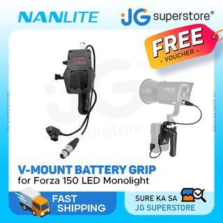 NANLITE V-Mount Handheld Battery Grip with 4-Pin Locking XLR Plug Connector for Forza 150 LED Monolight BT-BGX-LR4 | JG Superstore