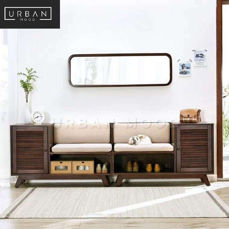 NATIVE Rustic Solid Wood Shoe Cabinet Bench, Furniture & Home Living ...