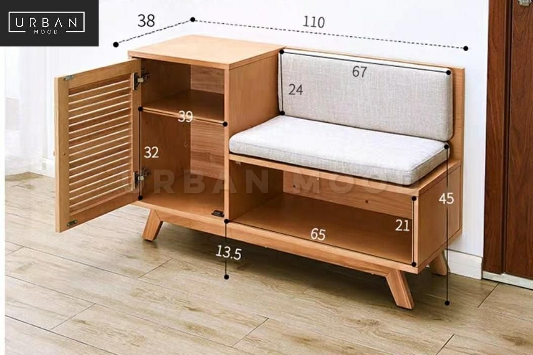 NATIVE Rustic Solid Wood Shoe Cabinet Bench, Furniture & Home Living ...