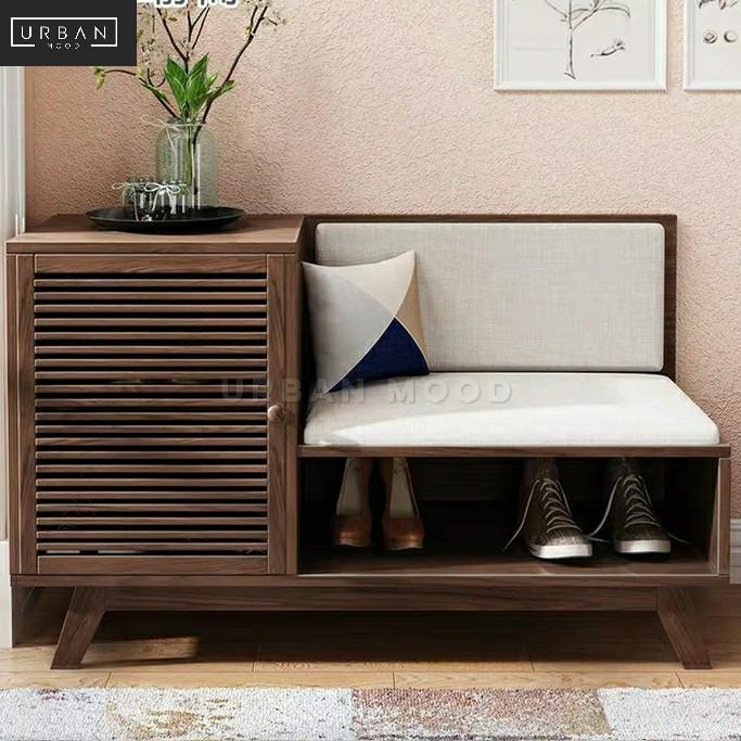 NATIVE Rustic Solid Wood Shoe Cabinet Bench, Furniture & Home Living ...