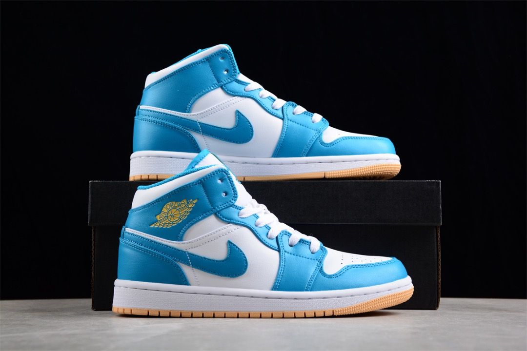 NIKE Air Jordan 1 Mid Aquatone White Blue shoes Euro 36 46 Men s
