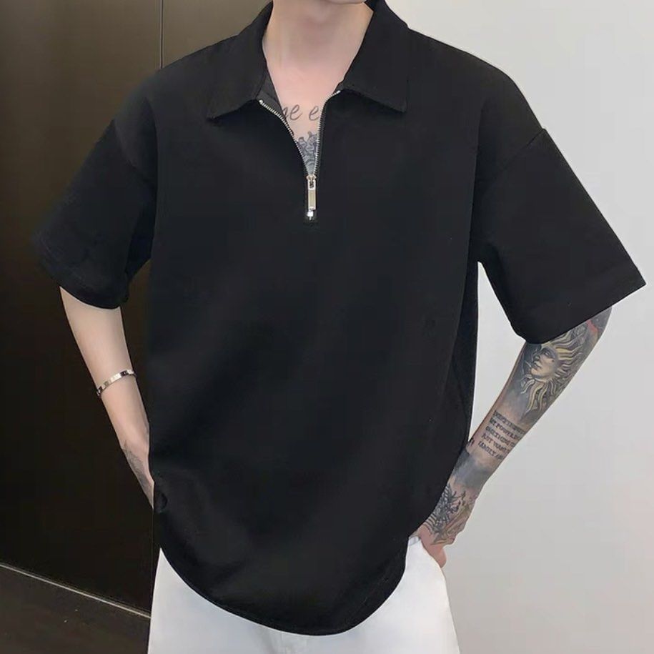 oversized black polo shirt