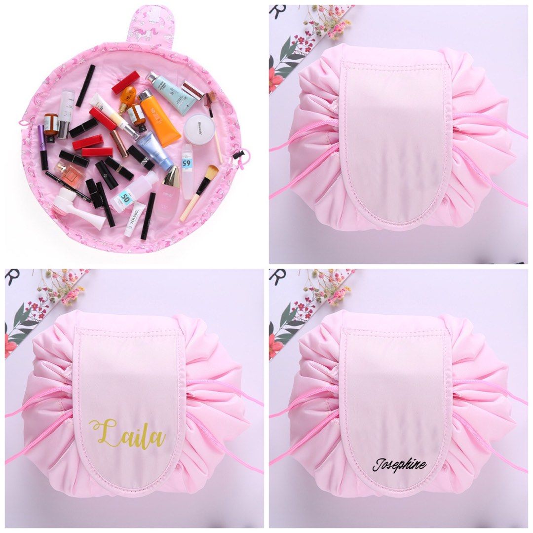 Personalised drawstring best sale makeup bag