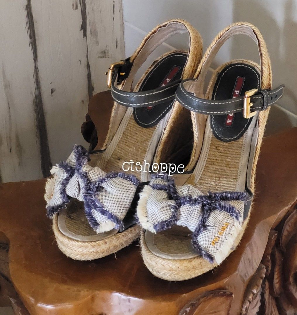 Prada outlet denim espadrille