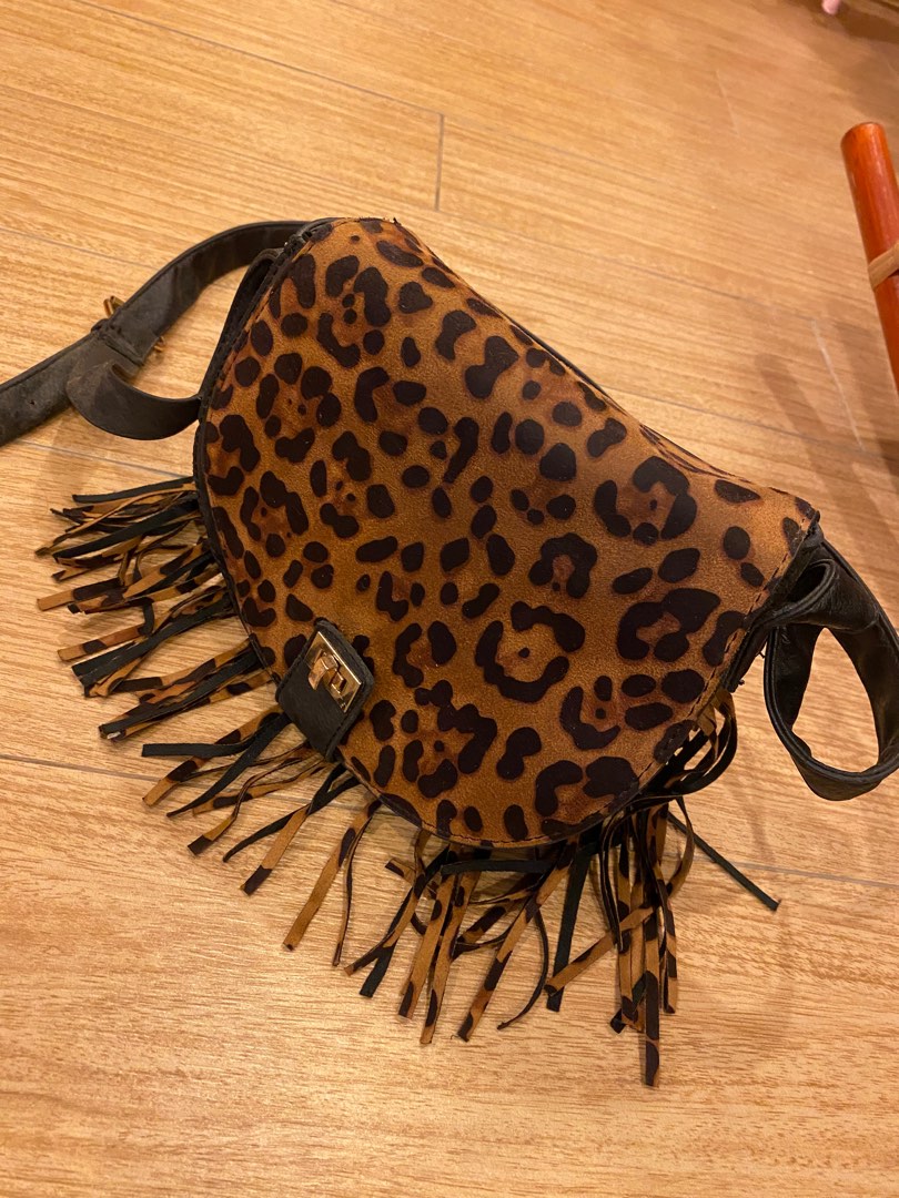 PRIMARK Cheetah Print Fringe Sling Bag Women s Fashion Bags
