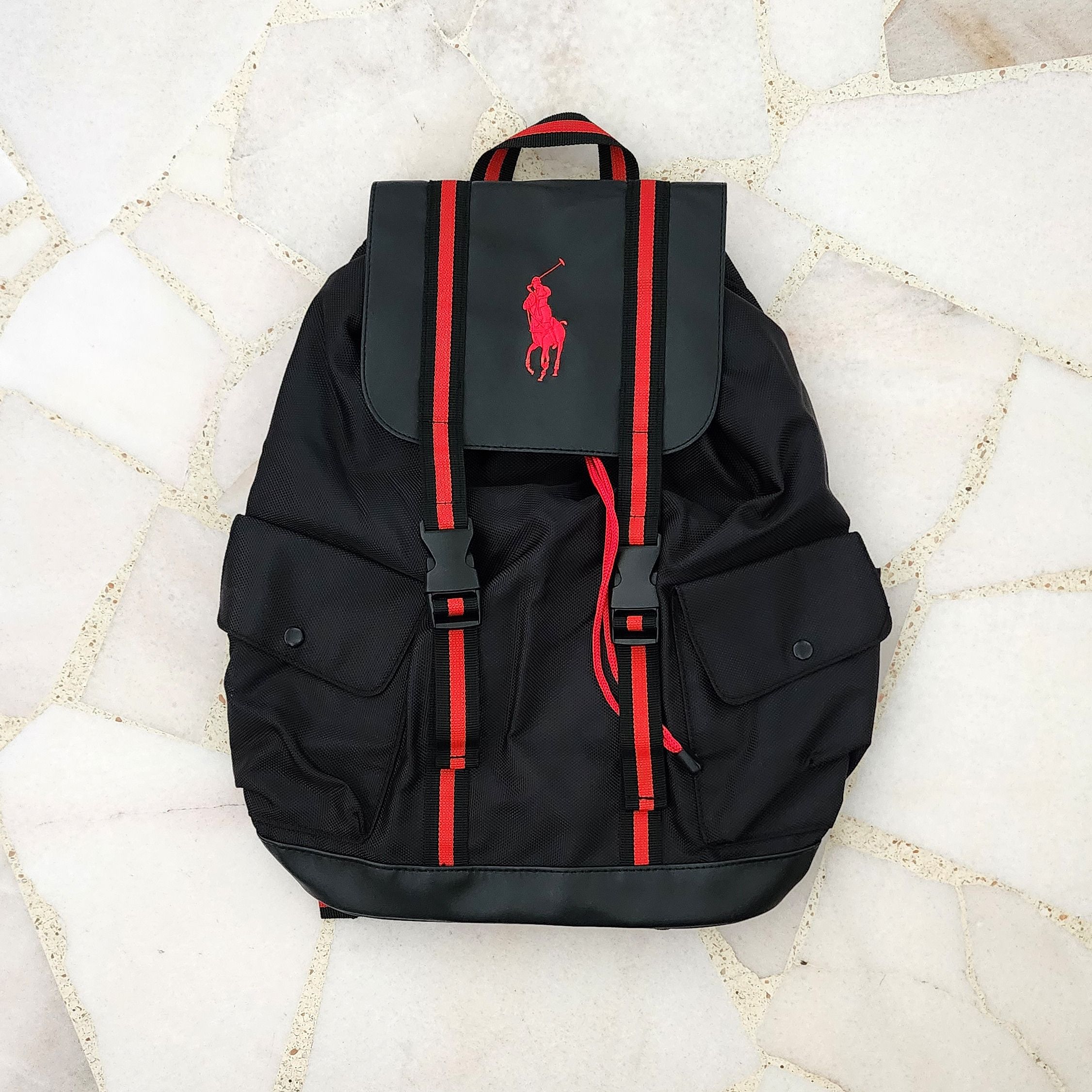 Red sales polo backpack