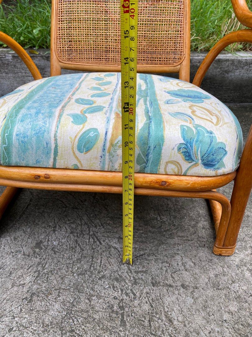 rattan low chair (fix cushion) on Carousell