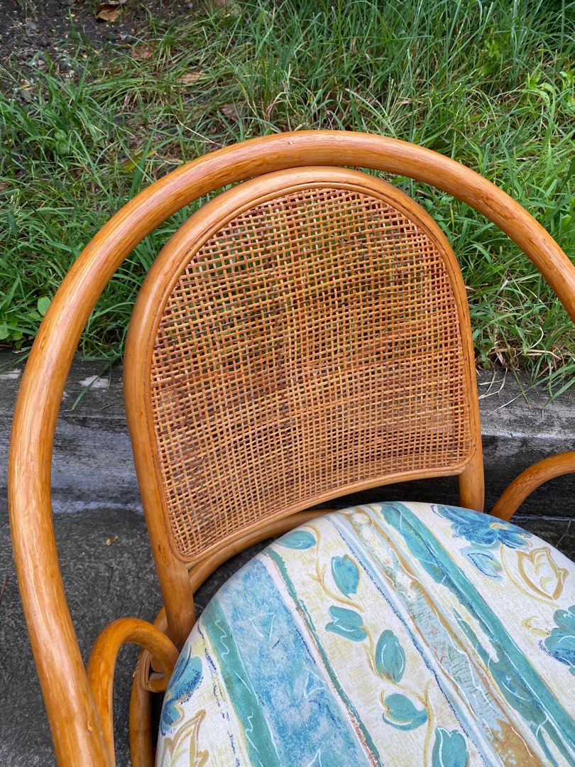 rattan low chair (fix cushion) on Carousell